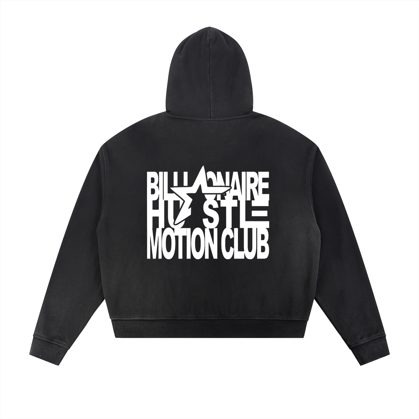 Billionaire Hustle Sun Fade Frayed Raw Edge Fleece Zip Hoodie