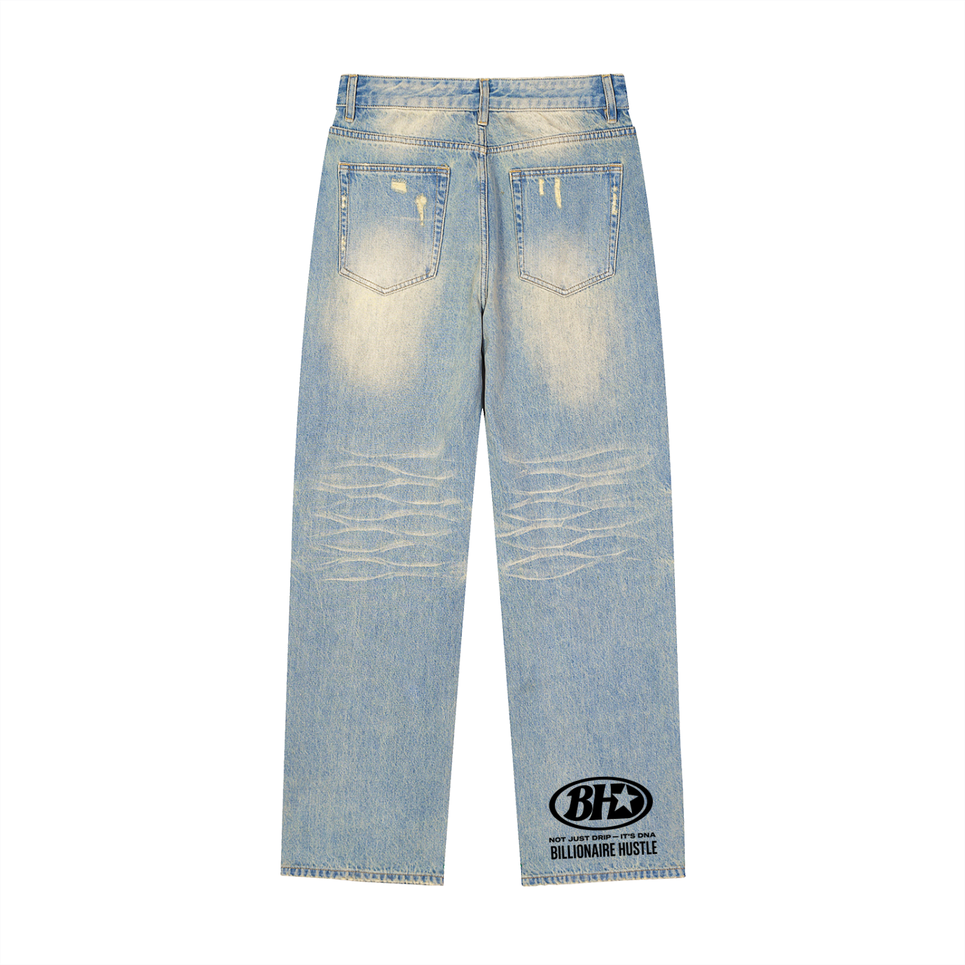 Sun Fade Raw Hem Denim Jeans